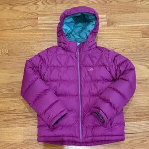 LL Bean Girls Purple Hooded Puffer Jacket size M 10-12